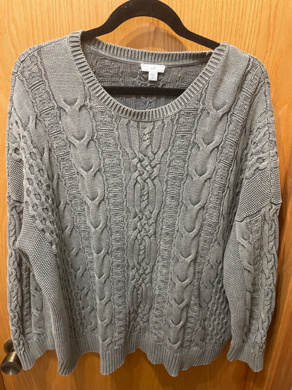J. Jill Gray Cable-Knit Crewneck Sweater